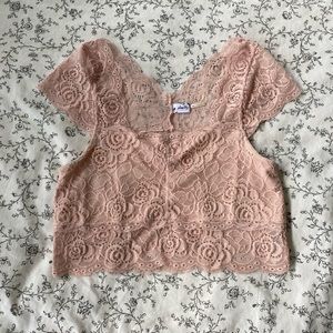 Free People Pink Chase Me Lace Brami Bralette